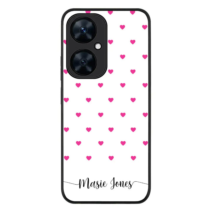 Huawei Nova 11i / Rugged Black Heart Pattern Custom Text, My Name Phone Case - Huawei - Stylizedd.com