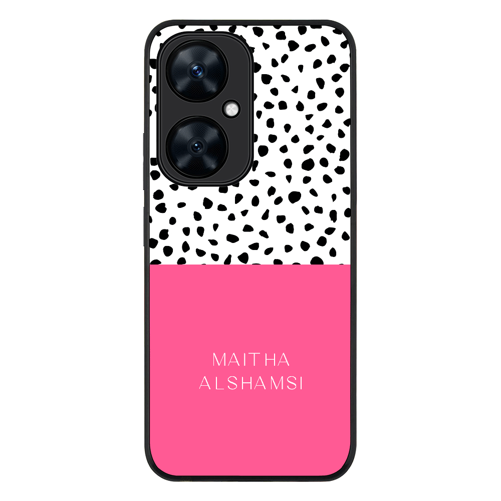 Personalized Text Colorful Spotted Dotted Phone Case - Huawei - Nova 11i / Rugged Black - Stylizedd