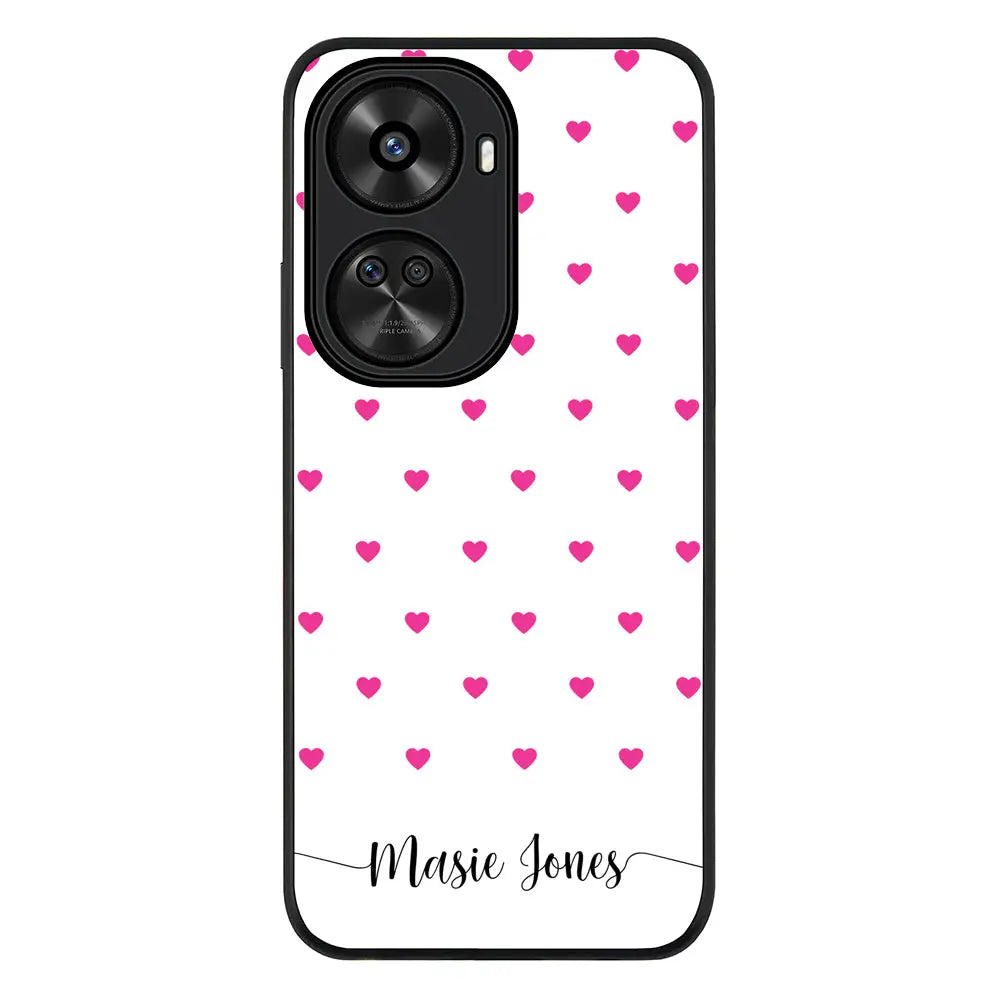 Huawei Nova 12 SE / nova 11 SE / Rugged Black Heart Pattern Custom Text, My Name Phone Case - Huawei - Stylizedd.com