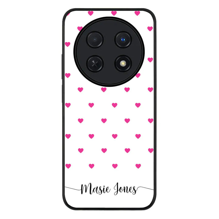 Huawei Nova 12i / Rugged Black Heart Pattern Custom Text, My Name Phone Case - Huawei - Stylizedd.com