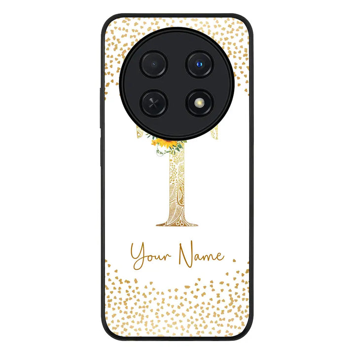 Huawei Nova 12i / Rugged Black Floral Mandala Initial Phone Case - Huawei - Stylizedd.com