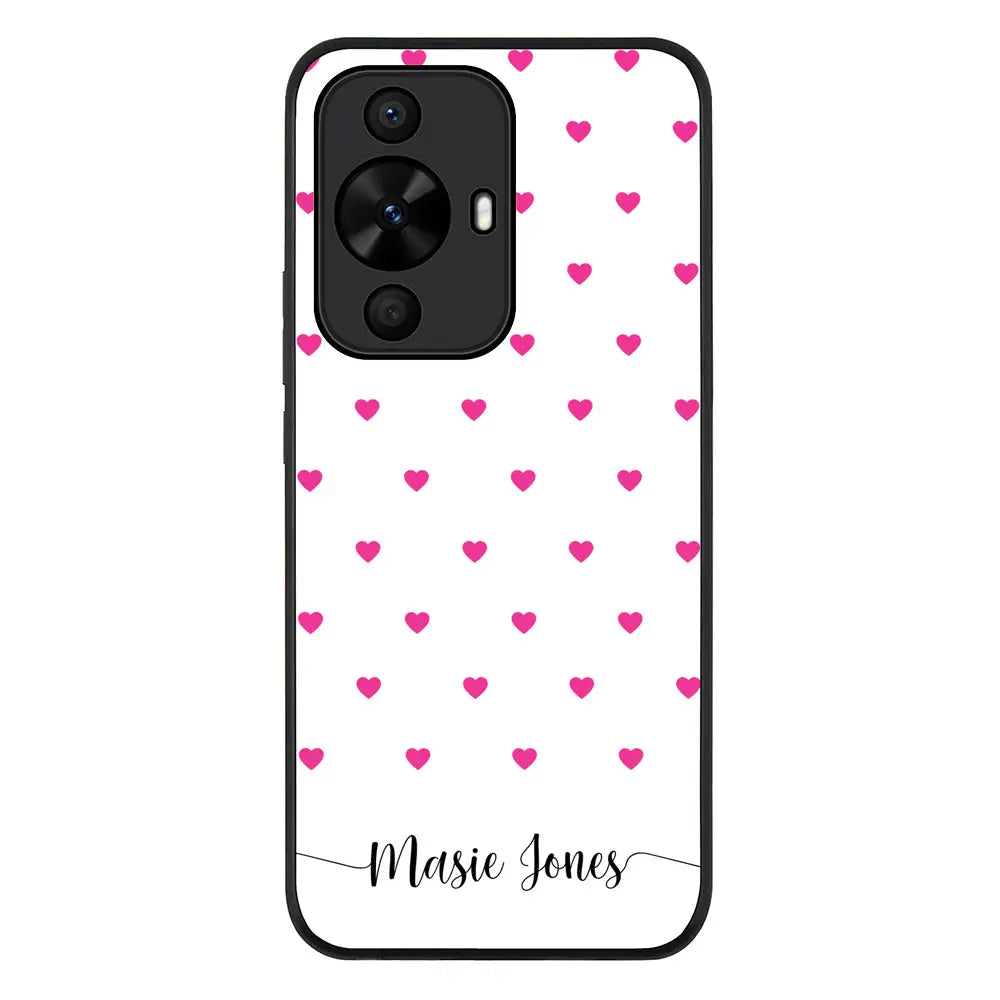 Huawei Nova 12s / nova 11 / nova 12 Lite / Rugged Black Heart Pattern Custom Text, My Name Phone Case - Huawei - Stylizedd.com