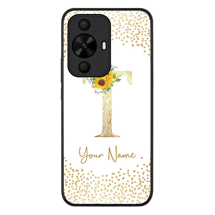 Huawei Nova 12s / nova 11 / nova 12 Lite / Rugged Black Floral Mandala Initial Phone Case - Huawei - Stylizedd.com