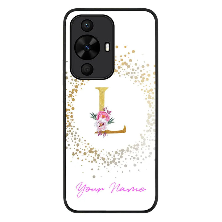 Huawei Nova 12s / nova 11 / nova 12 Lite / Rugged Black Floral Initial Phone Case - Huawei - Stylizedd.com