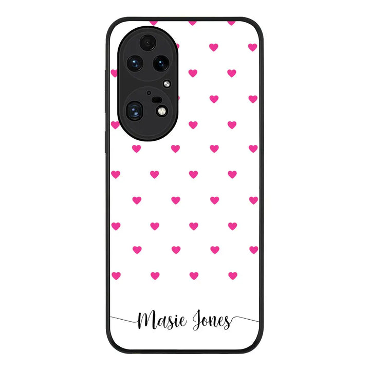 Huawei P50 Pro / Rugged Black Heart Pattern Custom Text, My Name Phone Case - Huawei - Stylizedd.com