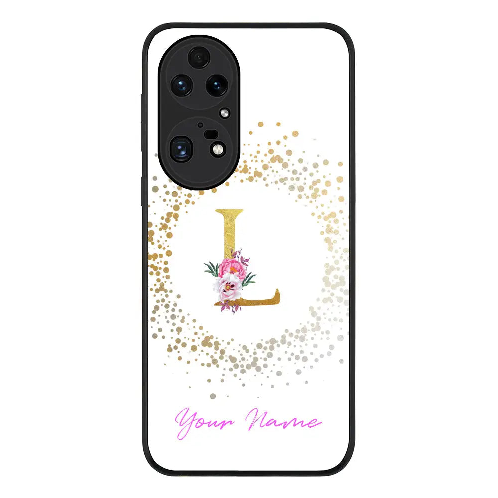 Huawei P50 Pro Rugged Black Floral Initial Phone Case - Huawei - Stylizedd.com