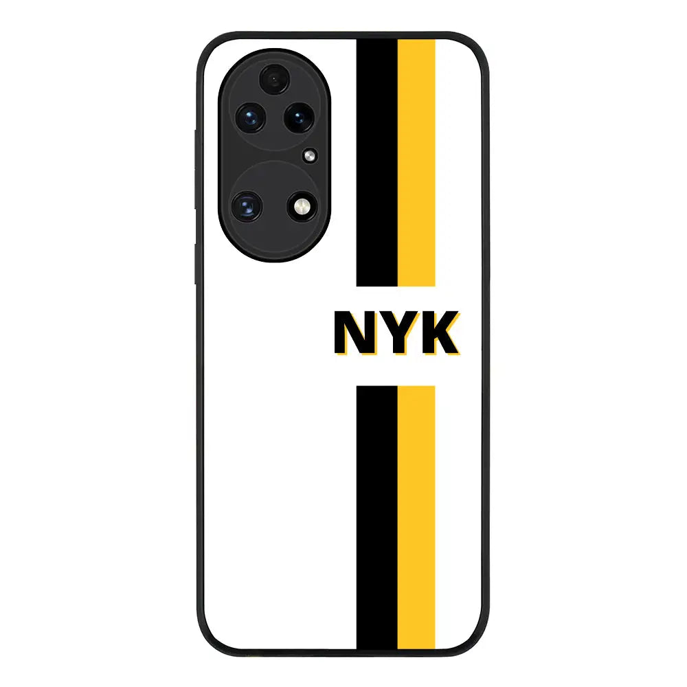 Huawei P50 / Rugged Black Custom Striped Monogram Phone Case - Huawei - Stylizedd.com