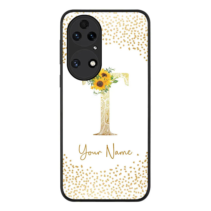 Huawei P50 / Rugged Black Floral Mandala Initial Phone Case - Huawei - Stylizedd.com