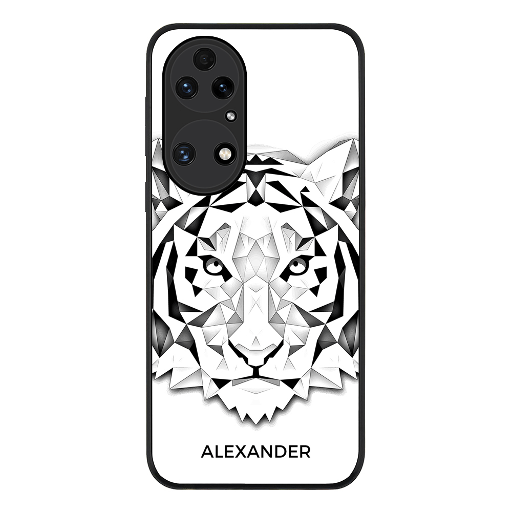 Huawei P50 / Rugged Black Personalized Text Low Poly Art Design Animals, Phone Case - Huawei - Stylizedd.com