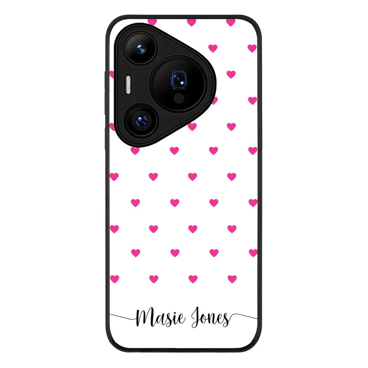 Huawei Pura 70 Pro / 70 Pro Plus / Rugged Black Heart Pattern Custom Text, My Name Phone Case - Huawei - Stylizedd.com