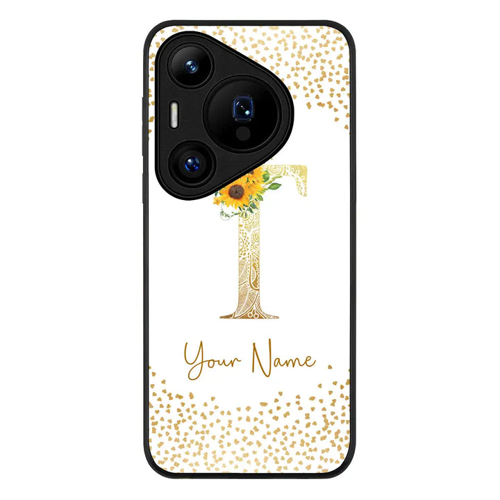 Huawei Pura 70 Pro / 70 Pro Plus / Rugged Black Floral Mandala Initial Phone Case - Huawei - Stylizedd.com