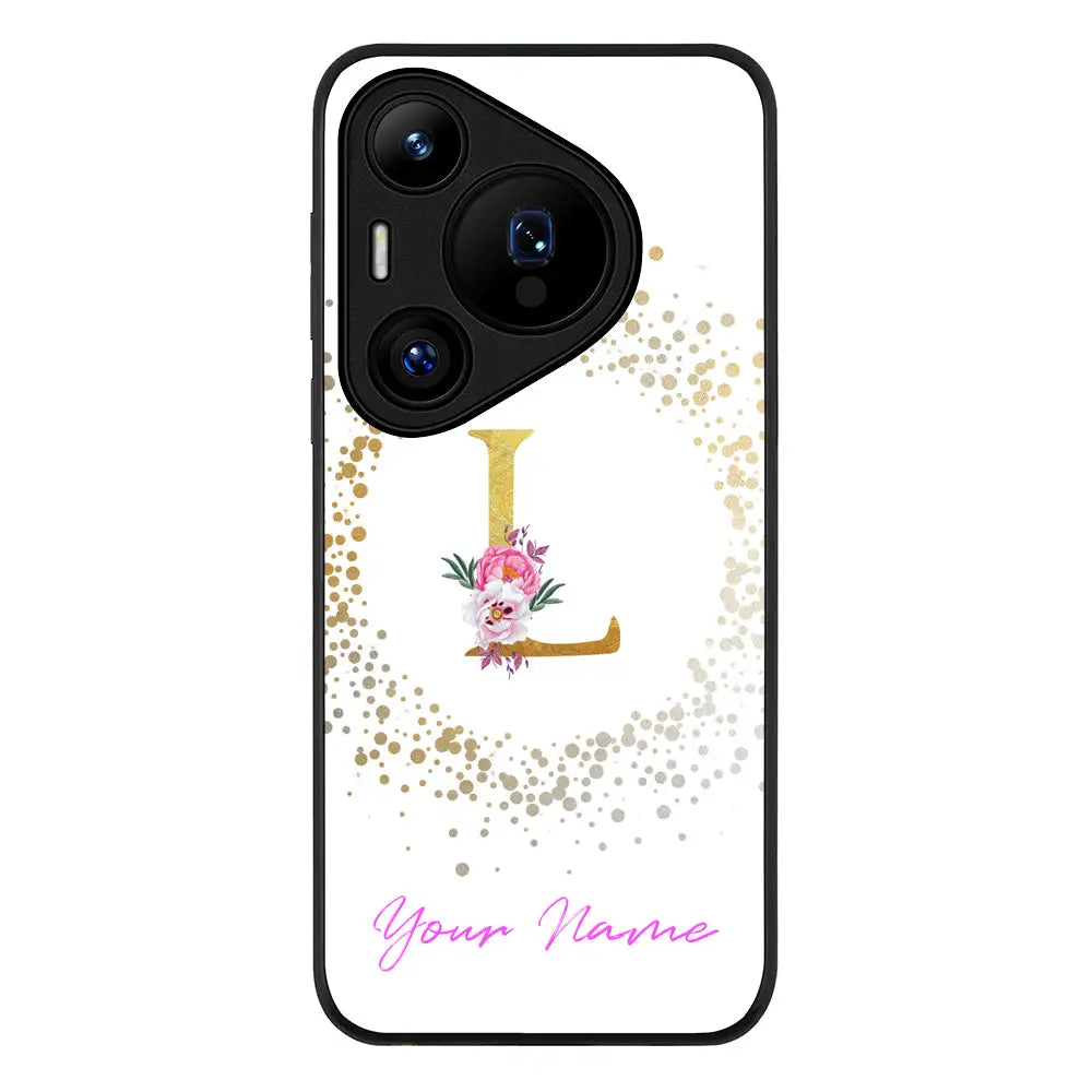 Huawei Pura 70 Pro / 70 Pro Plus / Rugged Black Floral Initial Phone Case - Huawei - Stylizedd.com