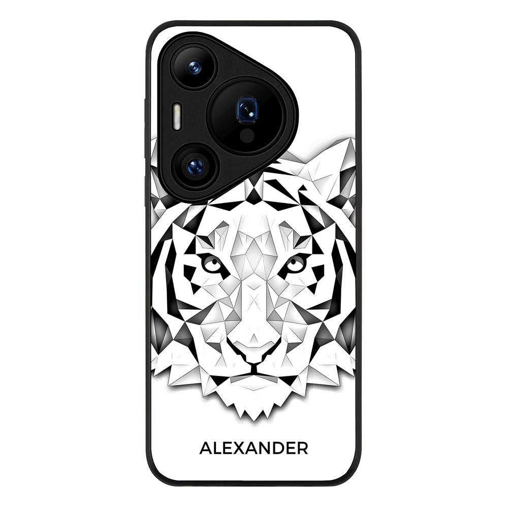 Huawei Pura 70 / Rugged Black Personalized Text Low Poly Art Design Animals, Phone Case - Huawei - Stylizedd.com