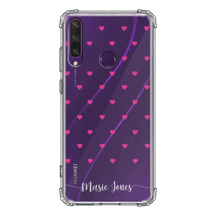 Huawei Y6P / Clear Classic Heart Pattern Custom Text, My Name Phone Case - Huawei - Stylizedd.com