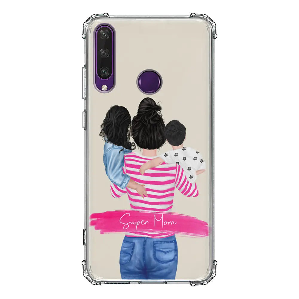 Huawei Y6P / Clear Classic Custom Clipart Text Mother Son & Daughter Phone Case - Huawei - Stylizedd.com