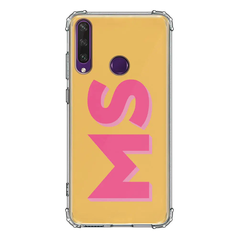 Huawei Y6P / Clear Classic Phone Case Personalized Monogram Initial 3D Shadow Text Phone Case - Huawei - Stylizedd