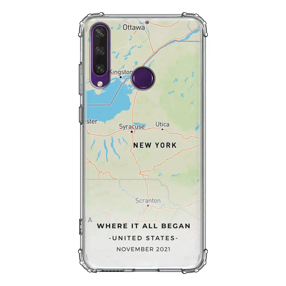 Huawei Y6P / Clear Classic Personalized map, Phone Case - Huawei - Stylizedd.com