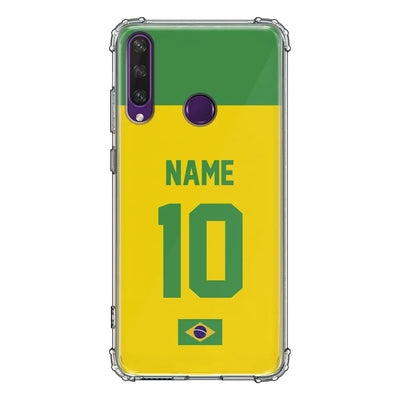 Huawei Y6P / Clear Classic Phone Case Personalized Football Jersey Phone Case Custom Name & Number - Huawei - Stylizedd