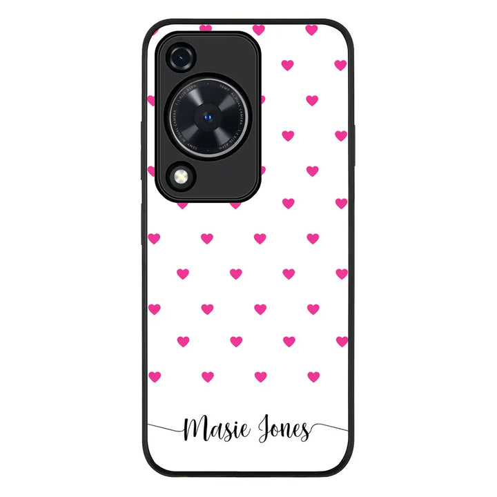 Huawei Nova Y72 / Enjoy 70 / Rugged Black Heart Pattern Custom Text, My Name Phone Case - Huawei - Stylizedd.com