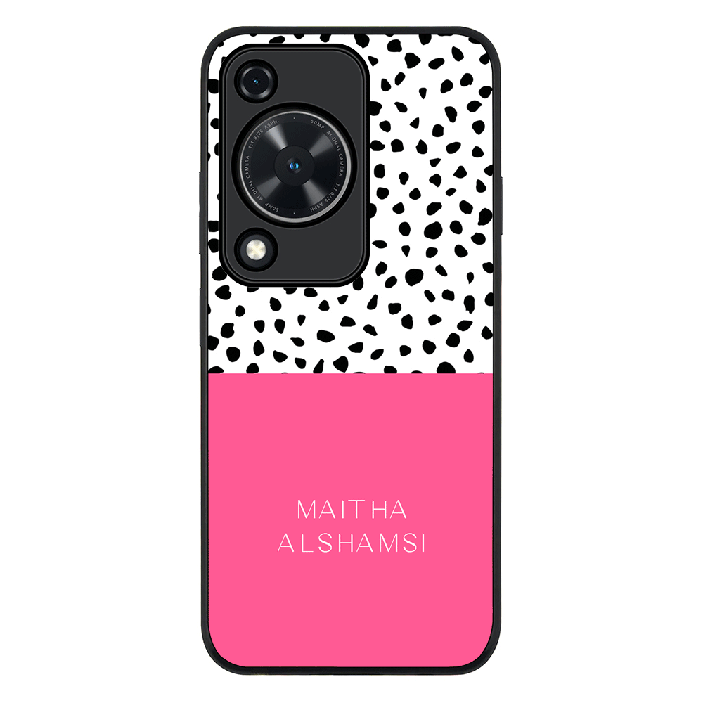 Huawei Nova Y72 / Enjoy 70 / Rugged Black Personalized Text Colorful Spotted Dotted, Phone Case - Huawei - Stylizedd.com