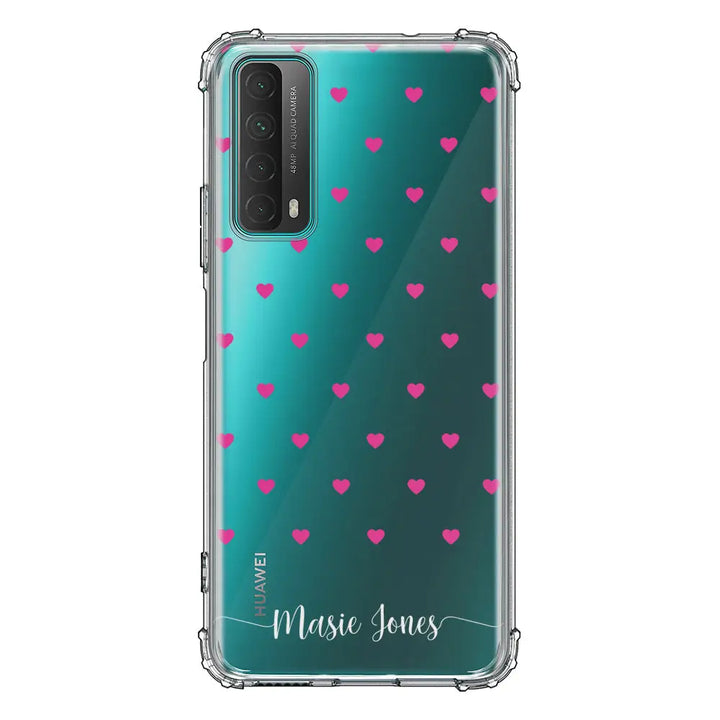 Huawei Y7A / P Smart 2021 / Clear Classic Heart Pattern Custom Text, My Name Phone Case - Huawei - Stylizedd.com