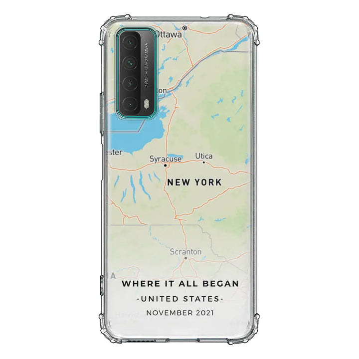 Huawei Y7A / P Smart 2021 / Clear Classic Personalized map, Phone Case - Huawei - Stylizedd.com