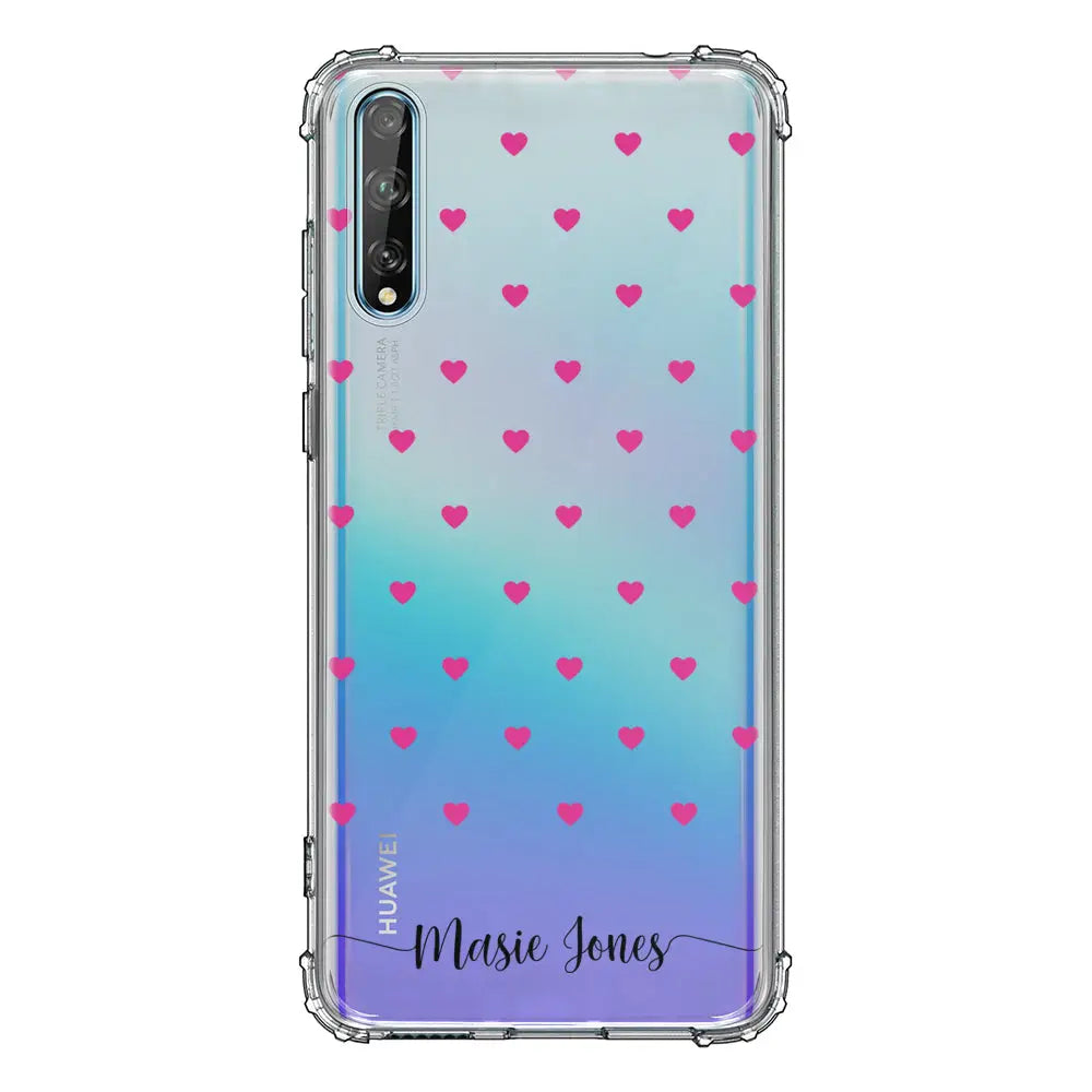 Huawei Y8P / Clear Classic Heart Pattern Custom Text, My Name Phone Case - Huawei - Stylizedd.com