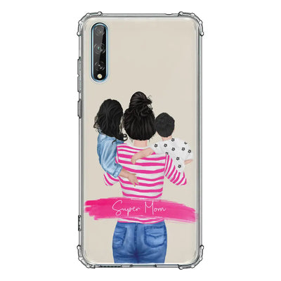 Huawei Y8P / Clear Classic Custom Clipart Text Mother Son & Daughter Phone Case - Huawei - Stylizedd.com
