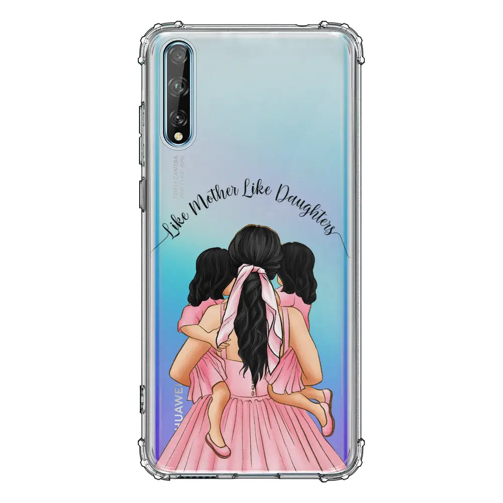 Huawei Y8P / Clear Classic Phone Case Mother 2 daughters Custom Clipart, Text Phone Case - Huawei - Stylizedd
