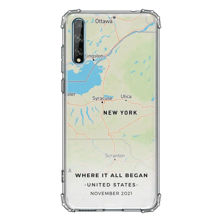 Huawei Y8P / Clear Classic Personalized map, Phone Case - Huawei - Stylizedd.com