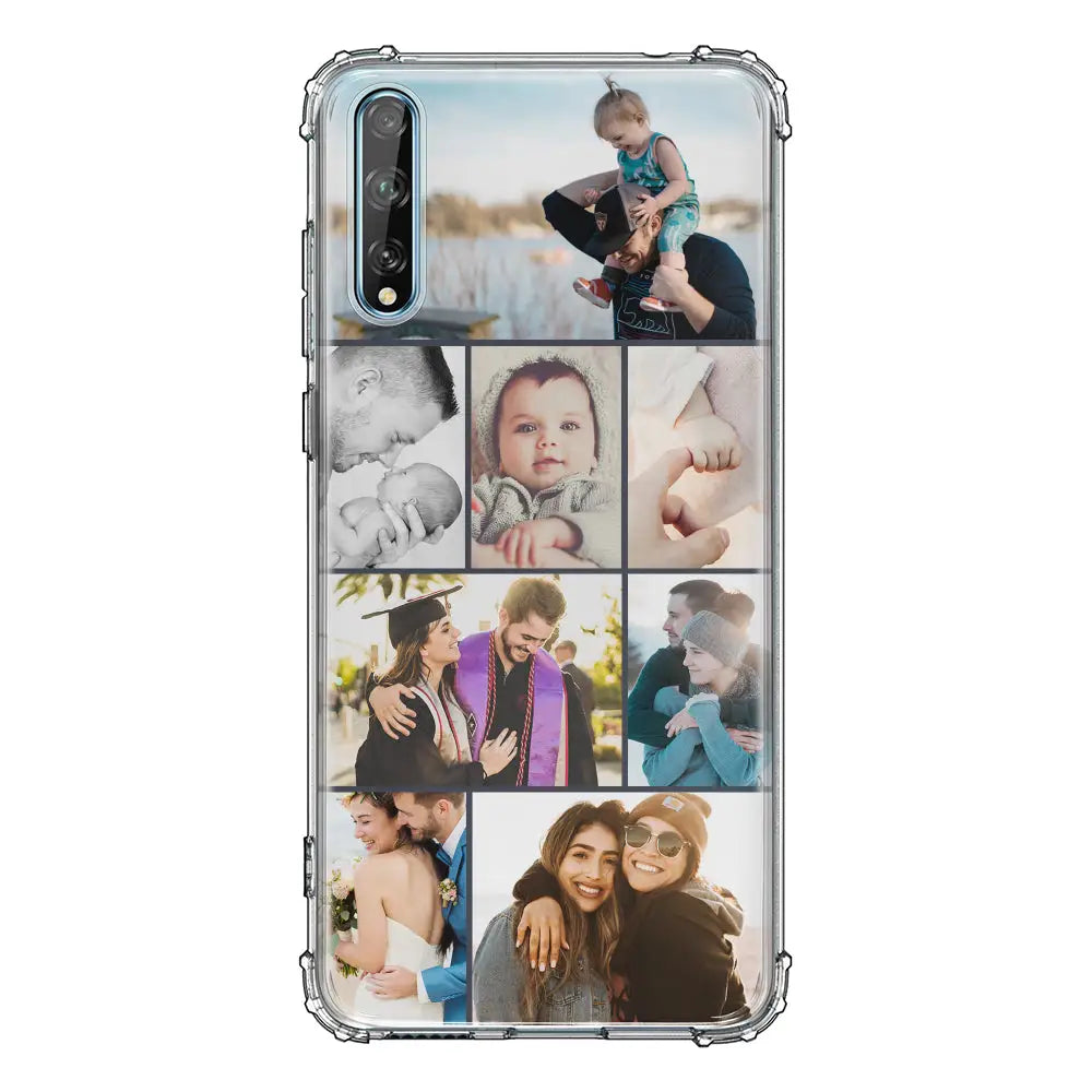 Huawei Y8P / Clear Classic Phone Case Personalised Photo Collage Grid Phone Case - Huawei - Stylizedd