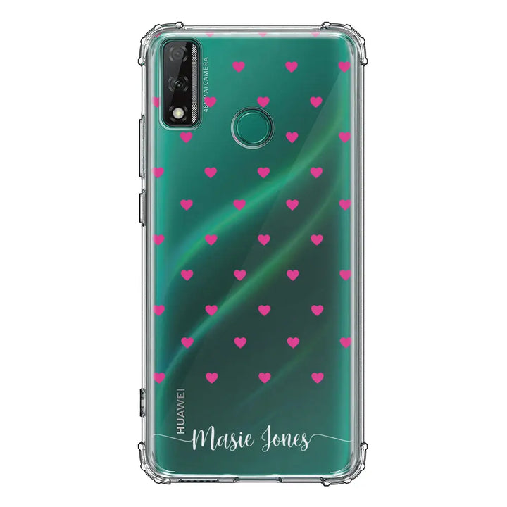 Huawei Y8S / Clear Classic Heart Pattern Custom Text, My Name Phone Case - Huawei - Stylizedd.com