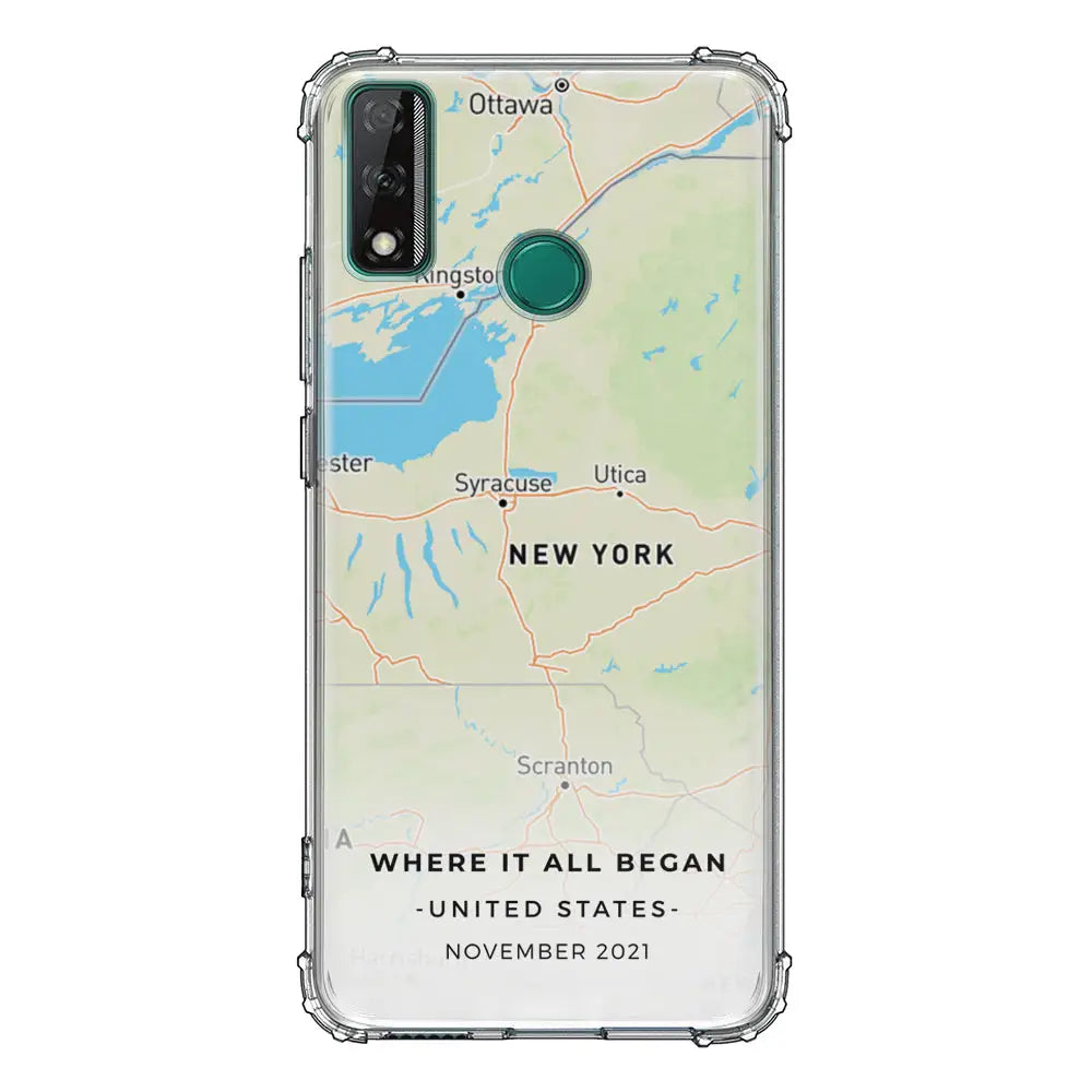 Huawei Y8S / Clear Classic Personalized map, Phone Case - Huawei - Stylizedd.com