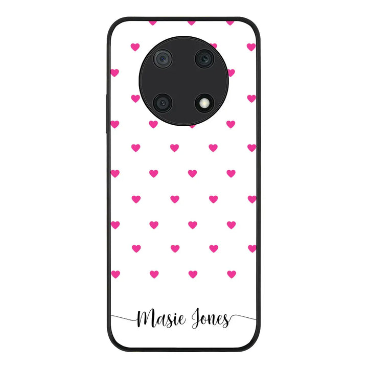 Huawei Nova Y90 / Rugged Black Heart Pattern Custom Text, My Name Phone Case - Huawei - Stylizedd.com