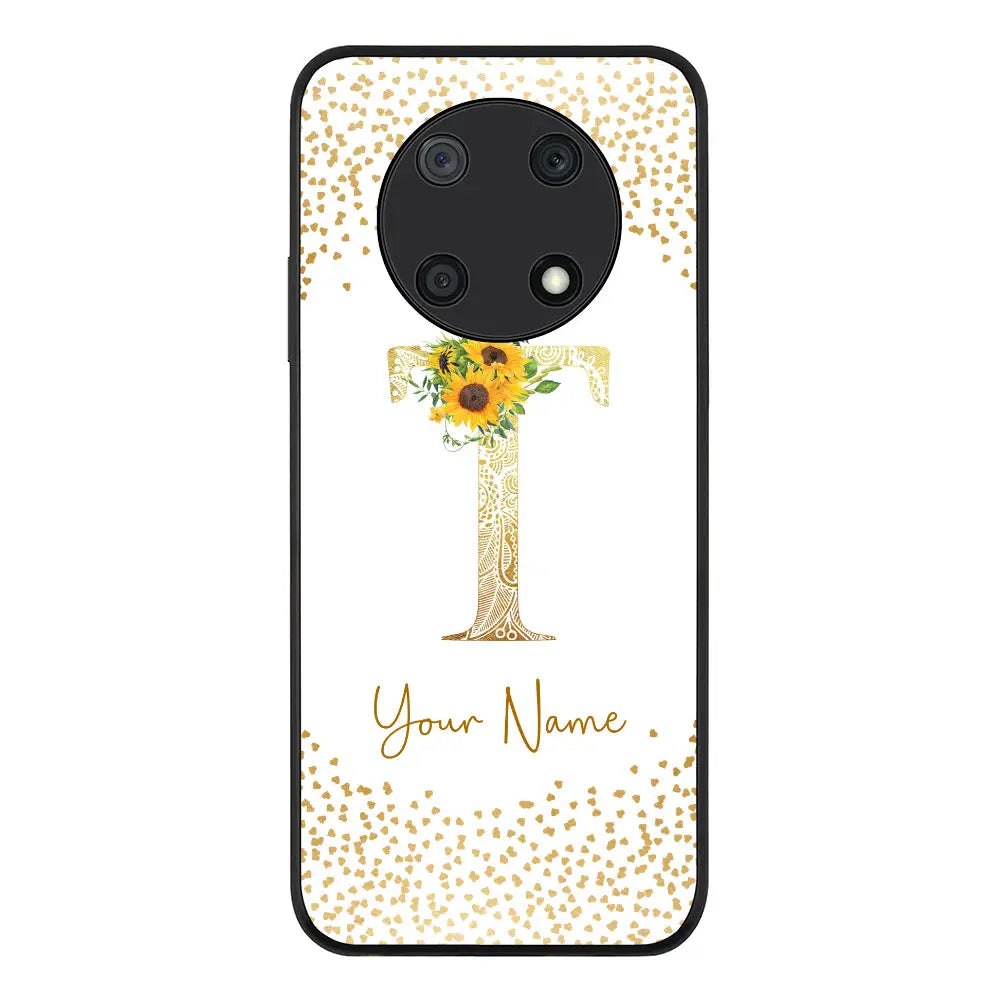 Huawei Nova Y90 / Rugged Black Phone Case Floral Mandala Initial Phone Case - Huawei - Stylizedd