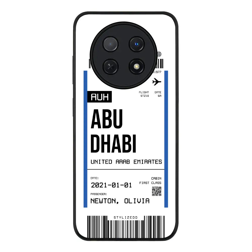 Custom Flight Boarding Pass Ticket Phone Case - Huawei - Nova Y91 4G / Enjoy 60X / Rugged Black -