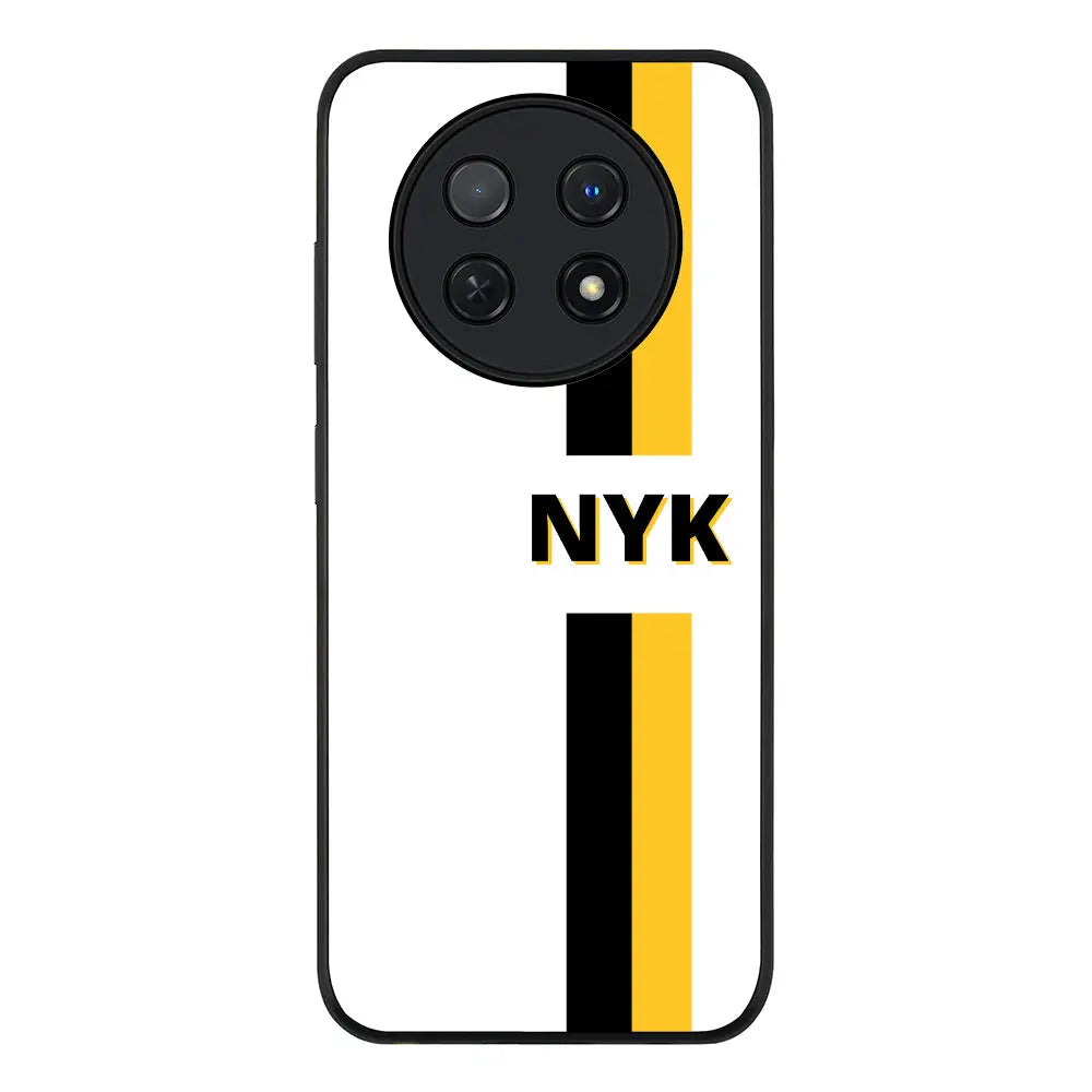Custom Striped Monogram Phone Case - Huawei - Nova Y91 4G / Enjoy 60X / Rugged Black - Stylizedd