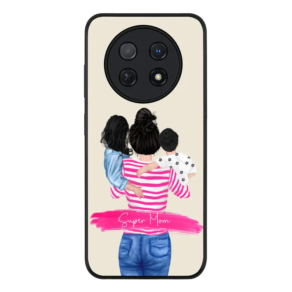Huawei Nova Y91 4G / Huawei Enjoy 60X / Rugged Black Custom Clipart Text Mother Son & Daughter Phone Case - Huawei - Stylizedd.com