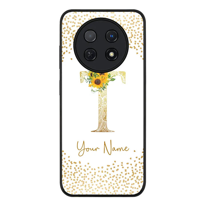 Huawei Nova Y91 4G / Enjoy 60X / Rugged Black Floral Mandala Initial Phone Case - Huawei - Stylizedd.com