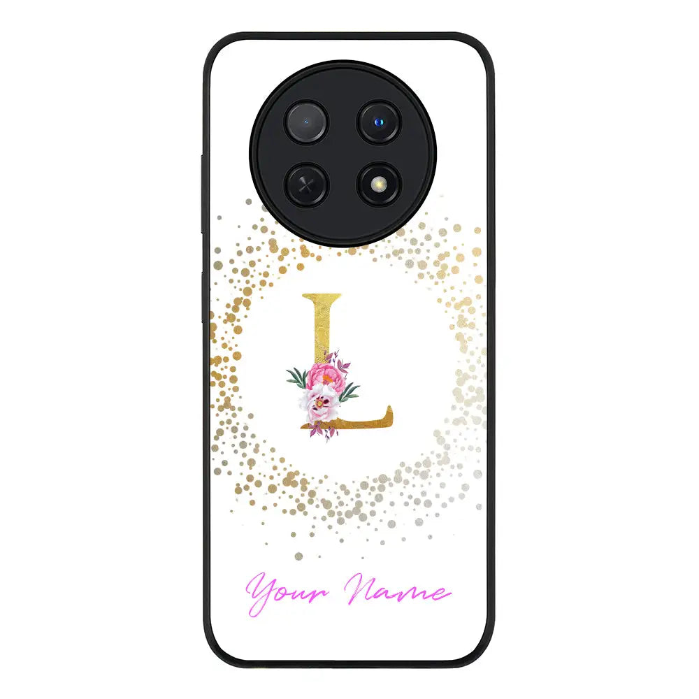 Huawei Nova Y91 4G / Enjoy 60X / Rugged Black Floral Initial Phone Case - Huawei - Stylizedd.com