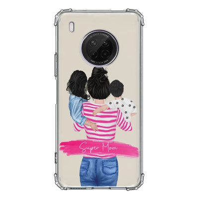 Huawei Y9A / Clear Classic Custom Clipart Text Mother Son & Daughter Phone Case - Huawei - Stylizedd.com