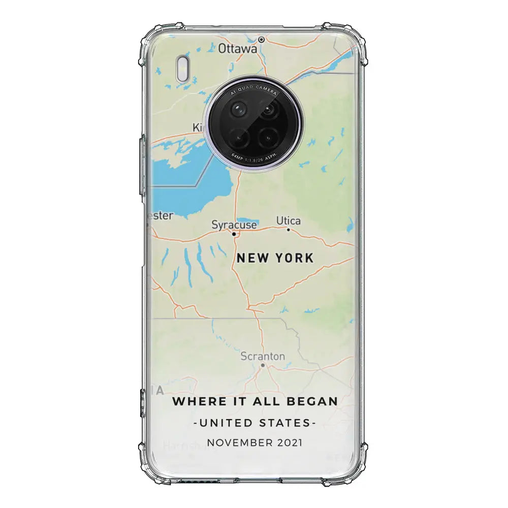 Huawei Y9A / Clear Classic Personalized map, Phone Case - Huawei - Stylizedd.com