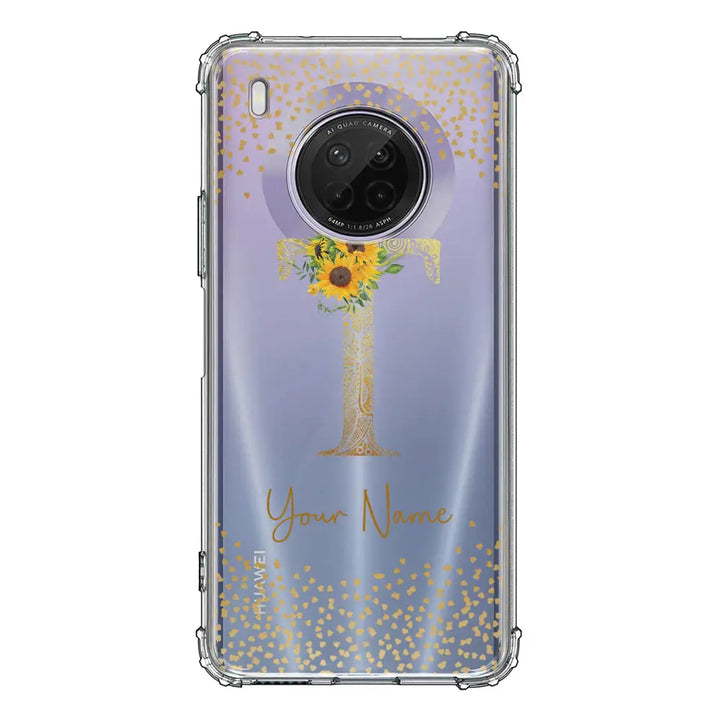 Huawei Y9A / Clear Classic Floral Mandala Initial Phone Case - Huawei - Stylizedd.com