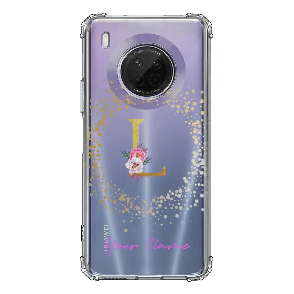 Huawei Y9A / Clear Classic Floral Initial Phone Case - Huawei - Stylizedd.com