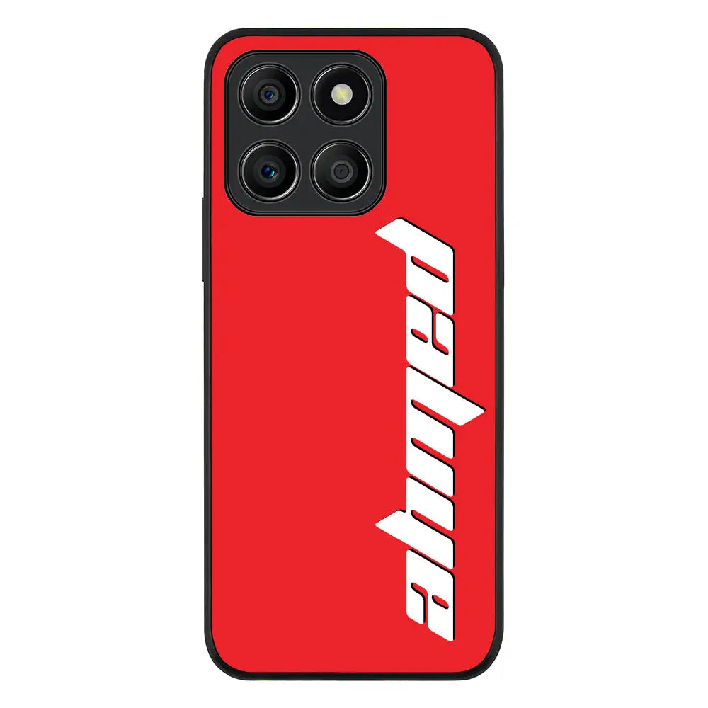 Custom Text Vertical Name Phone Case - Honor - X6a / Rugged Black - Stylizedd