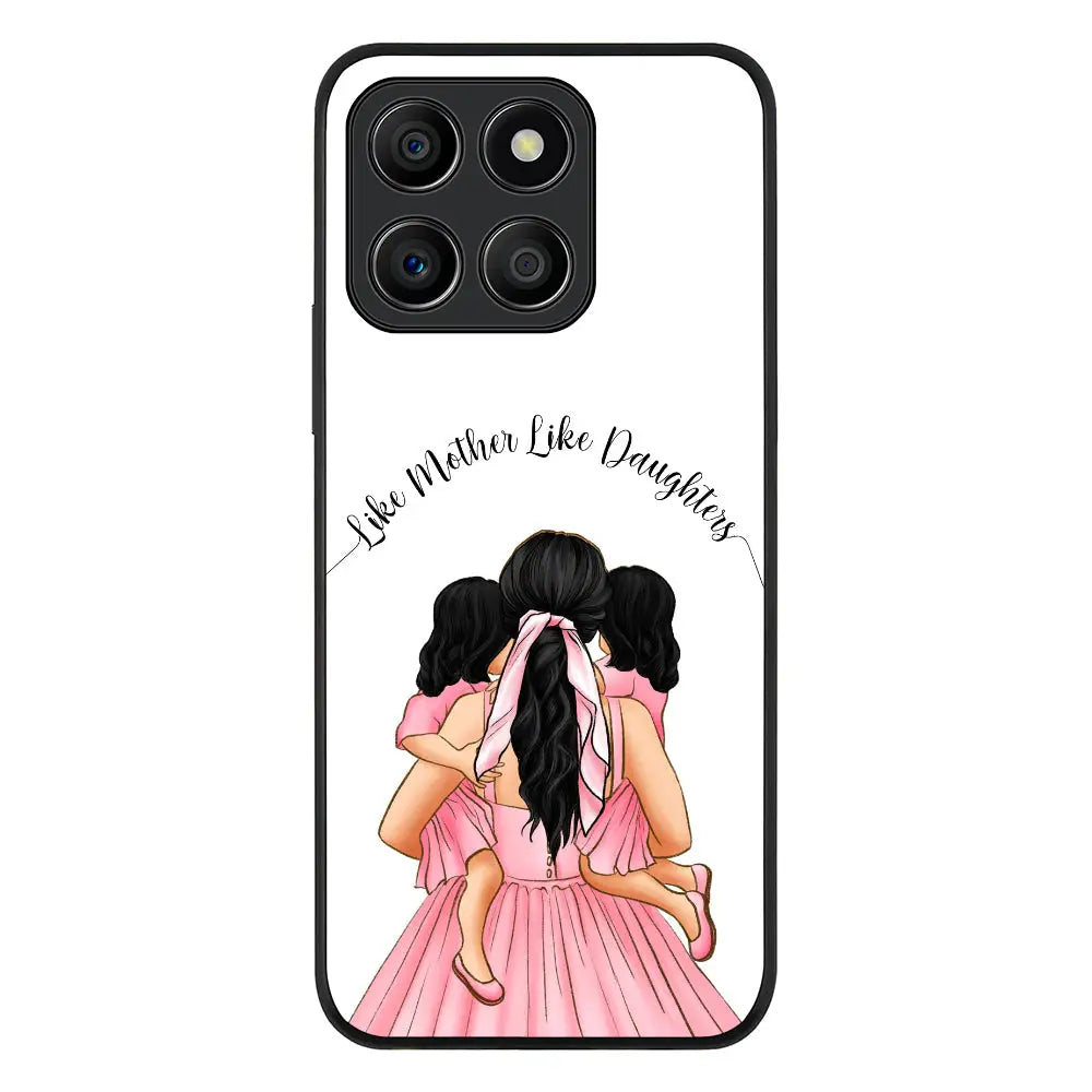 Honor X6a / Rugged Black Phone Case Mother 2 daughters Custom Clipart, Text Phone Case - Honor - Stylizedd