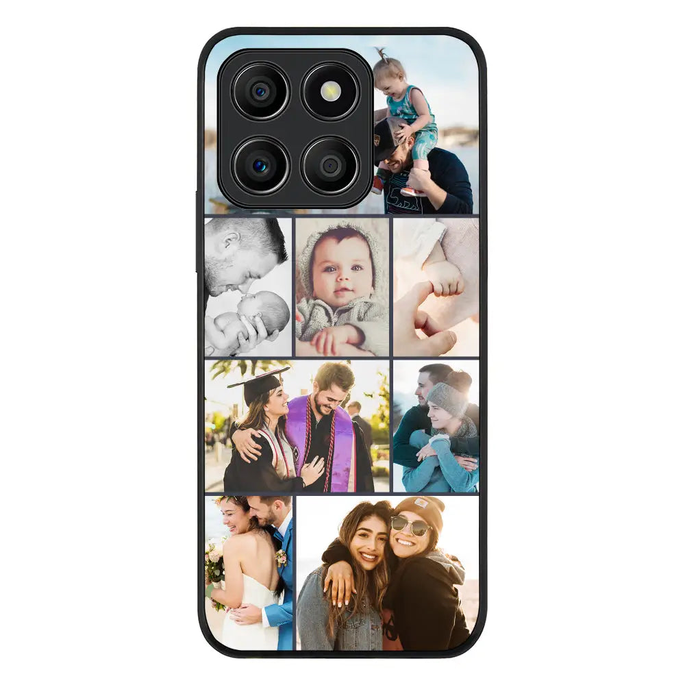 Honor X6a / Rugged Black Phone Case Personalised Photo Collage Grid Phone Case - Honor - Stylizedd