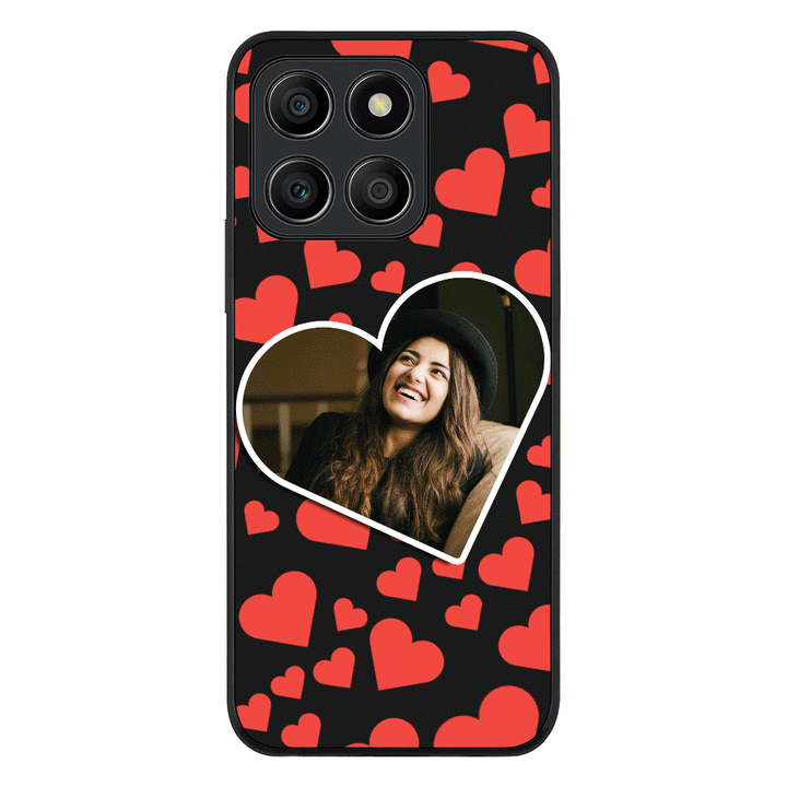 Honor X6a / Rugged Black Phone Case Custom Photo Heart shaped, Phone Case - Honor - Stylizedd