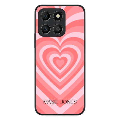 Honor X6a / Rugged Black Phone Case Personalized Name Retro Hearts, Phone Case - Honor - Stylizedd