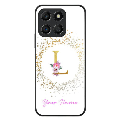 Floral Initial Phone Case - Honor - X6a / Rugged Black - Stylizedd